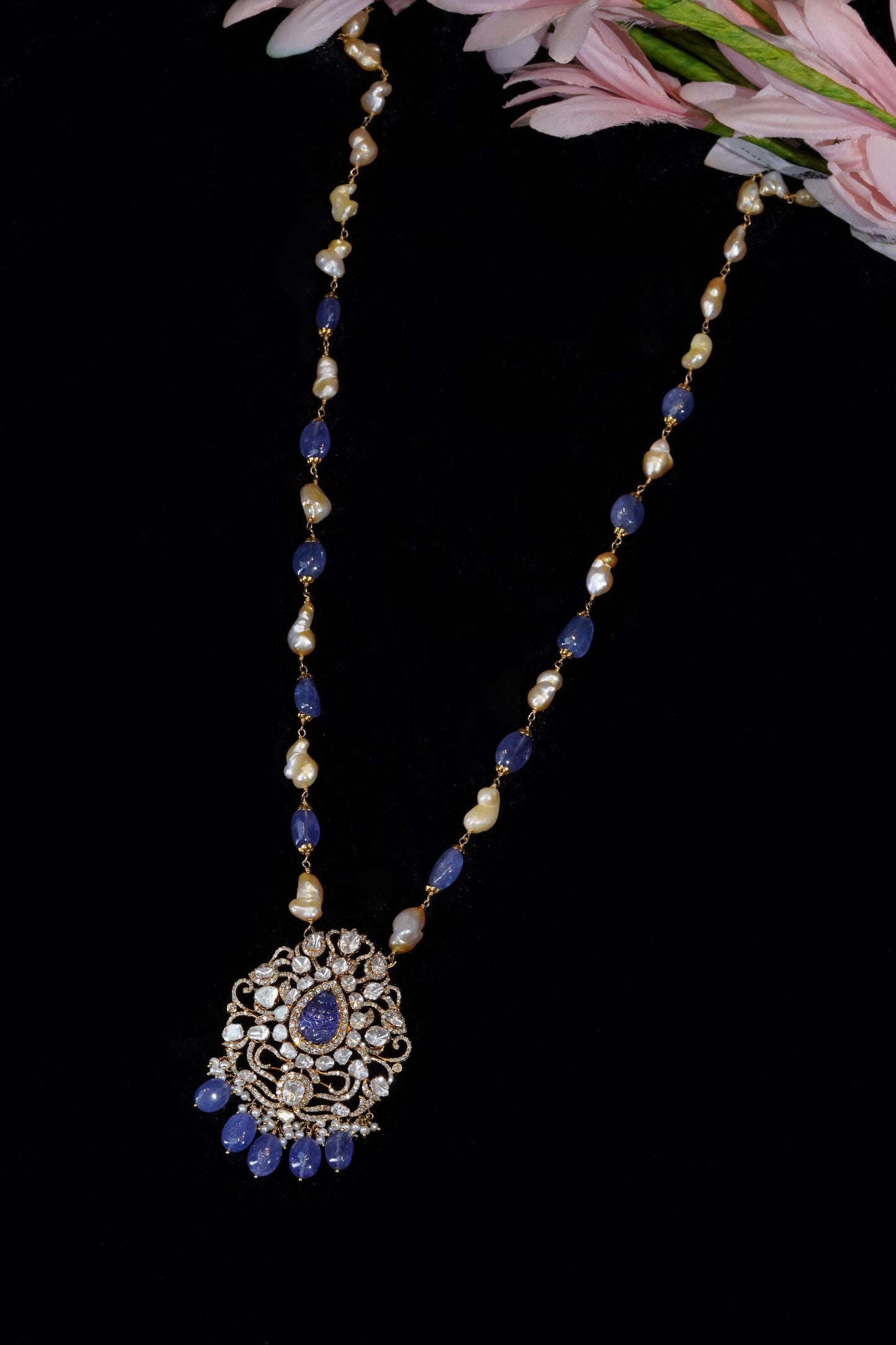 18K Tanzanite & Pearl Azure Harmony Pendant