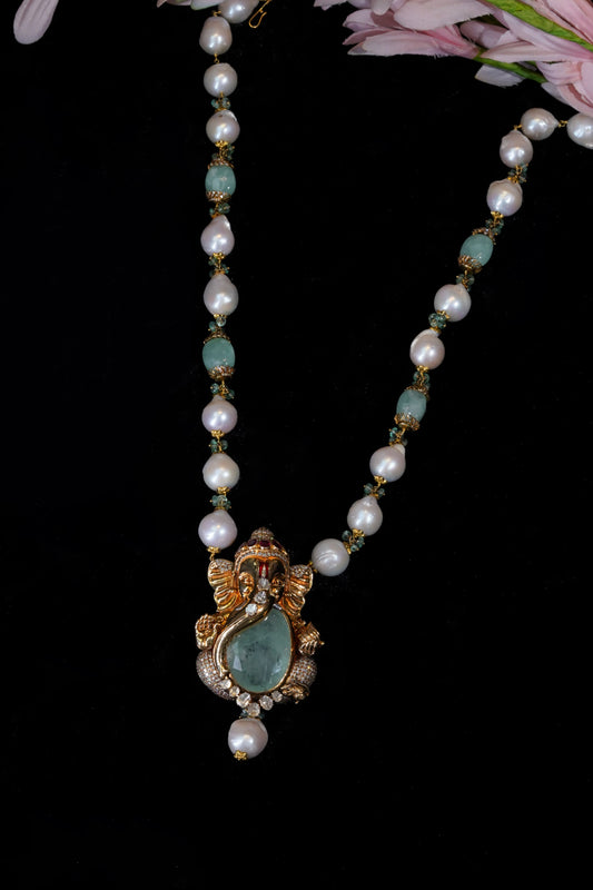 18K Pearl & Ruby Ivory Flame Pendant