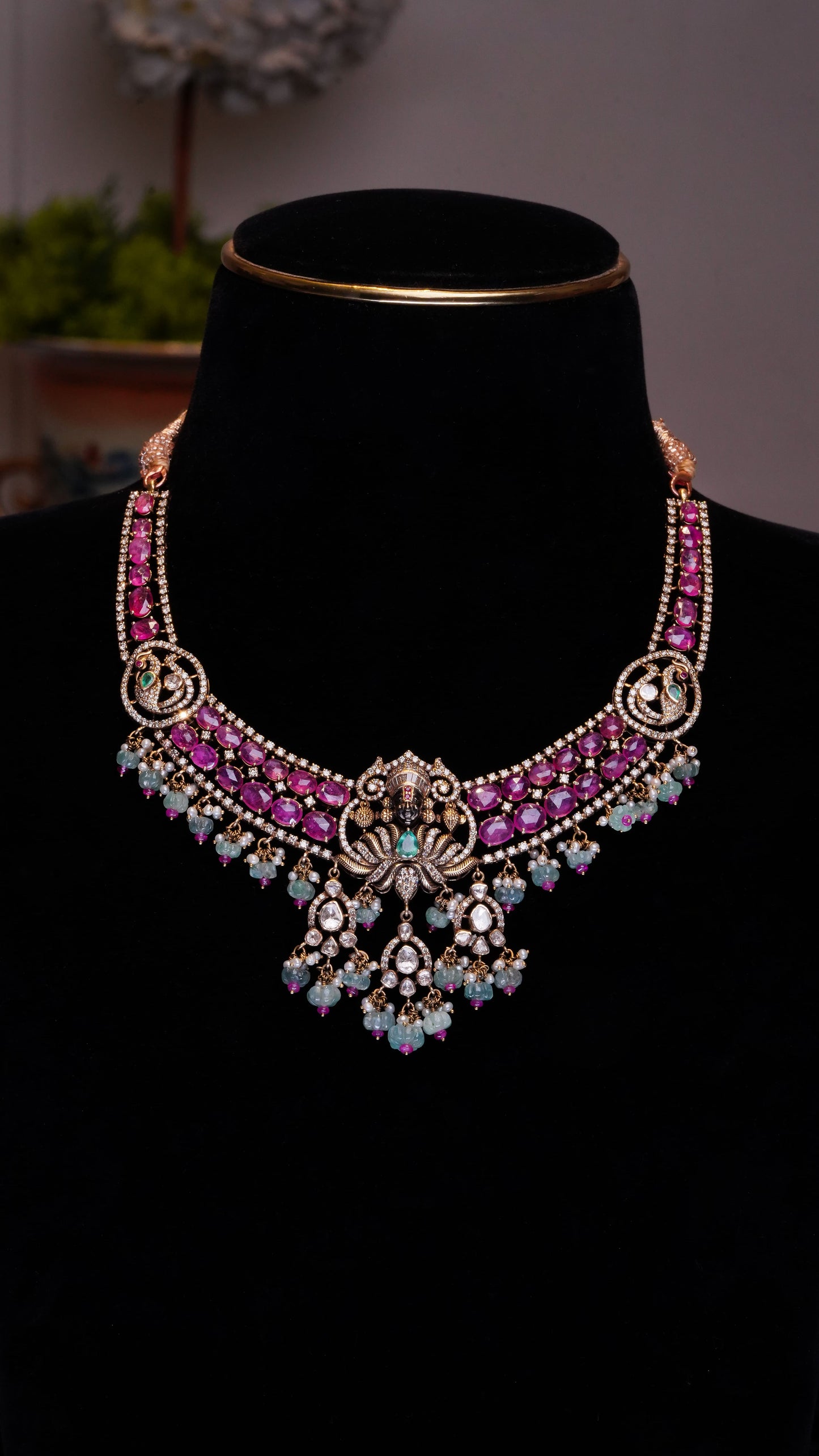 18K Ruby & Pearl Regal Bloom Necklace
