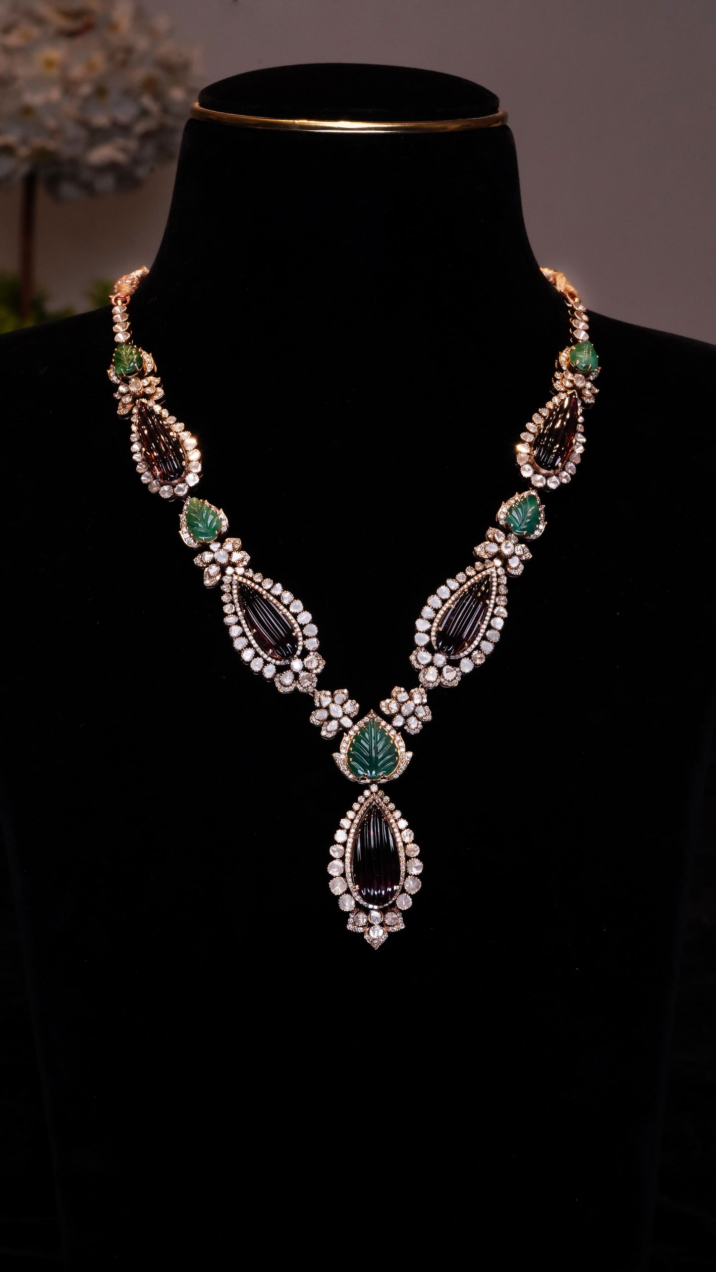 18K Emerald & Tourmaline Verdant Aura Necklace