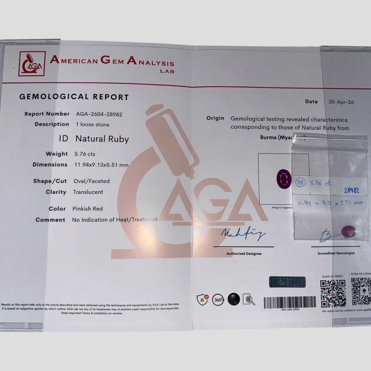 Genuine Ruby Gemstone Online - Oval 5.76 Carats 11.94x9.13x5.51mm Size