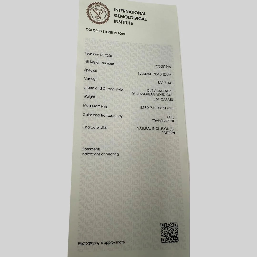 Natural Blue Sapphire Cut Cornered Rectangular Mixed Cut - 3.51 Carats