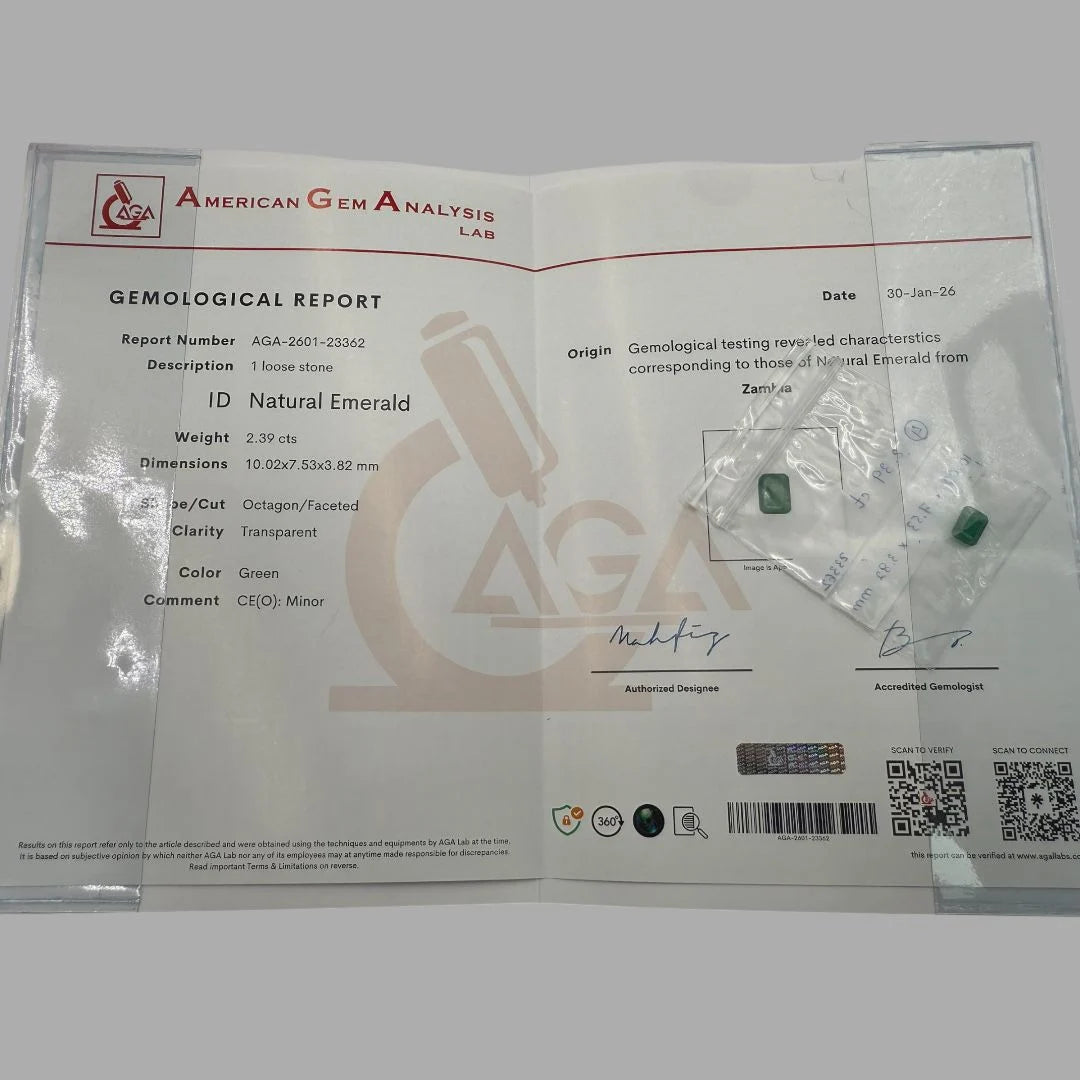 Natural Emerald Octagon/Faceted Cut - 2.39 Carat
