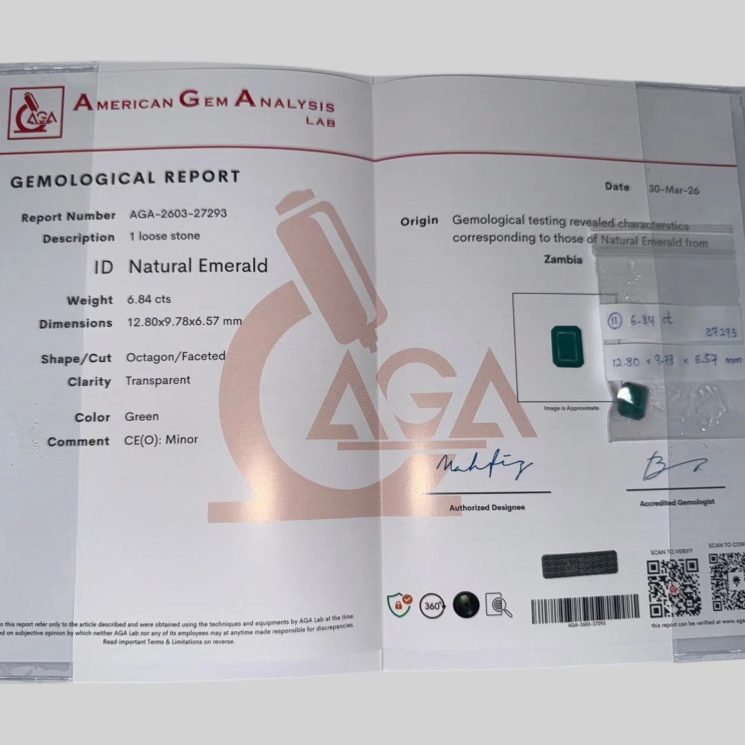 Natural Emerald Octagon/Faceted Cut - 6.84 Carats