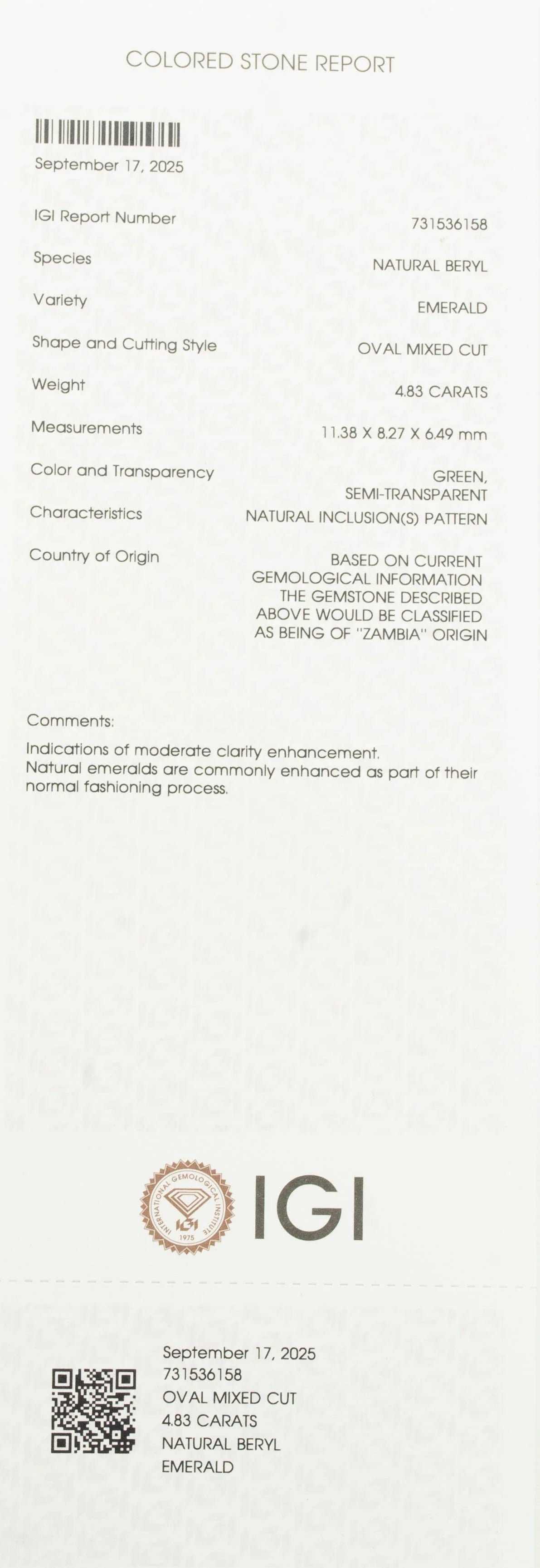 Natural Emerald Oval Mixed Cut - 4.83 Carats