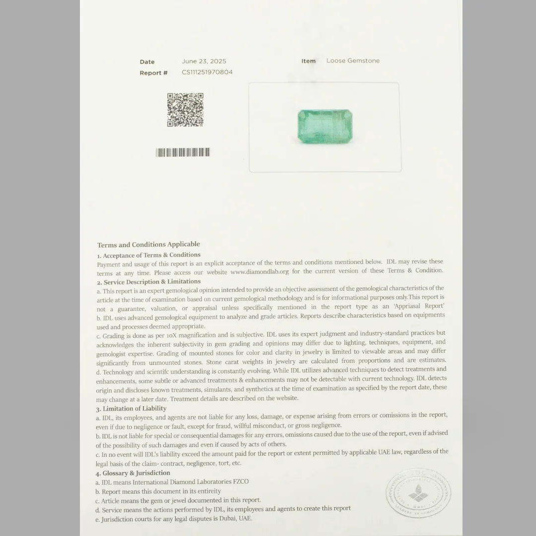 Natural Emerald Step Cut - 7.38 Carats