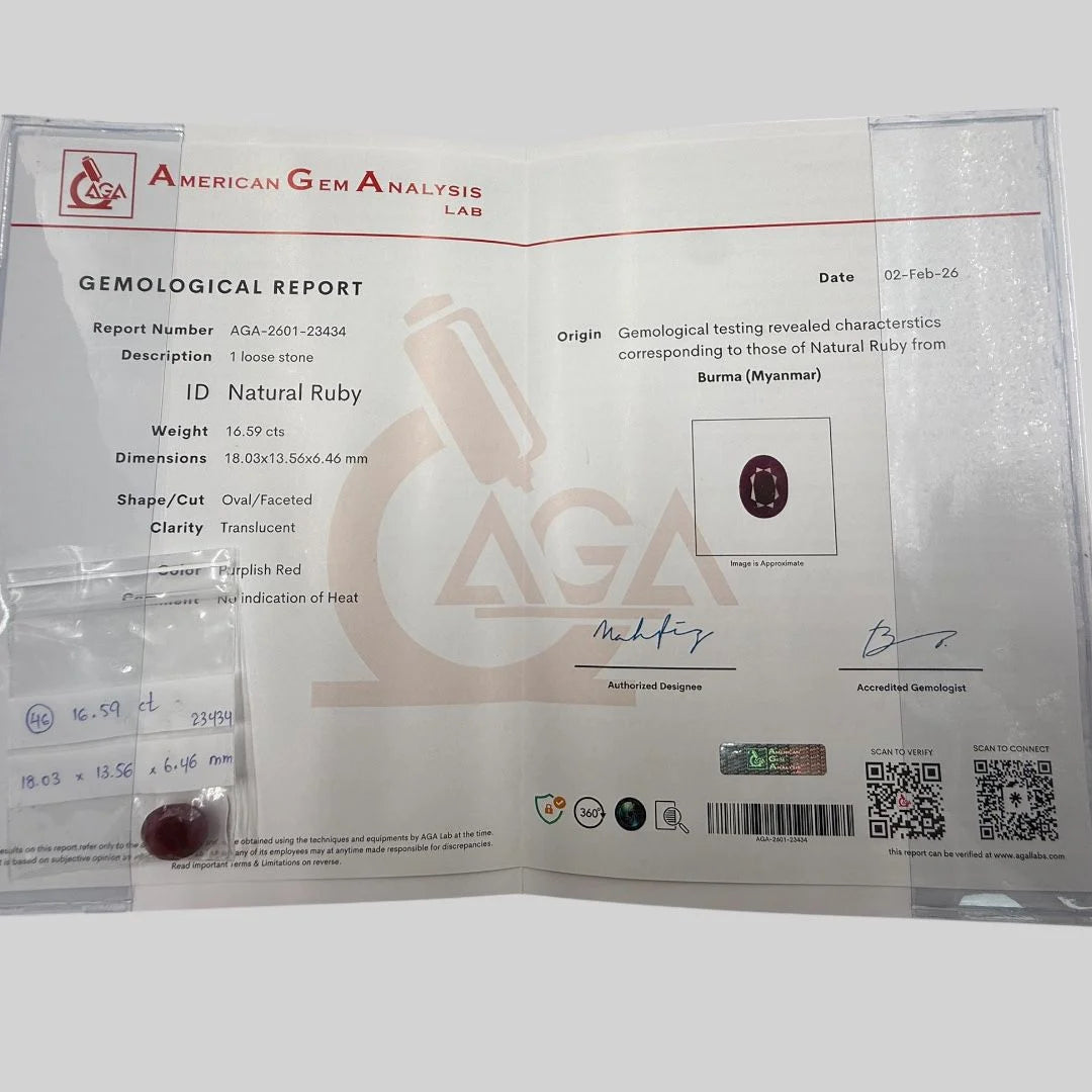 Natural Ruby Oval/Faceted Cut - 16.59 Carats