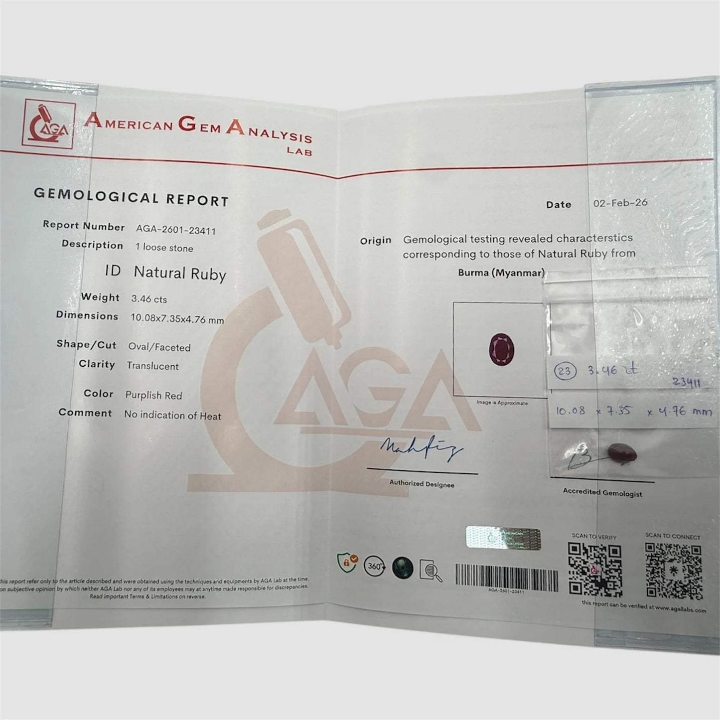 Natural Ruby Oval/Faceted Cut - 3.46 Carats