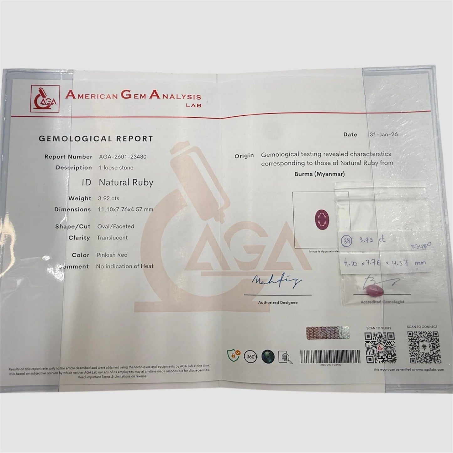 Natural Ruby Oval/Faceted Cut - 3.92 Carats