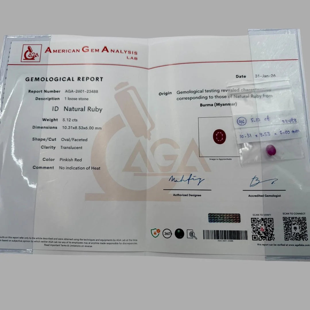 Natural Ruby Oval/Faceted Cut - 5.12 Carat