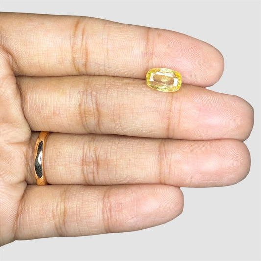 Natural Yellow Sapphire Cushion/Faceted Cut - 3.03 Carats
