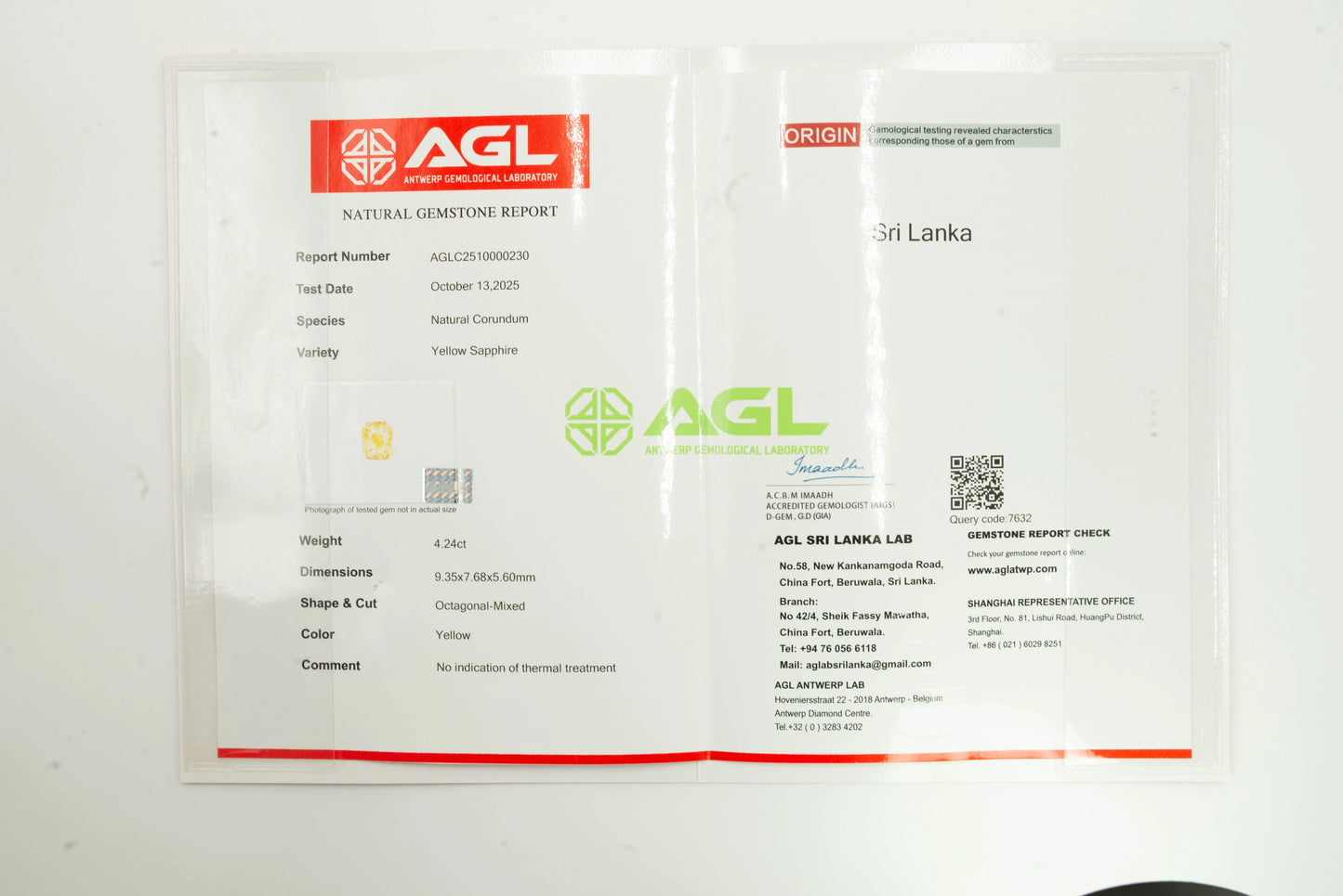 Natural Yellow Sapphire Octagonal Mixed Cut - 4.24 Carats