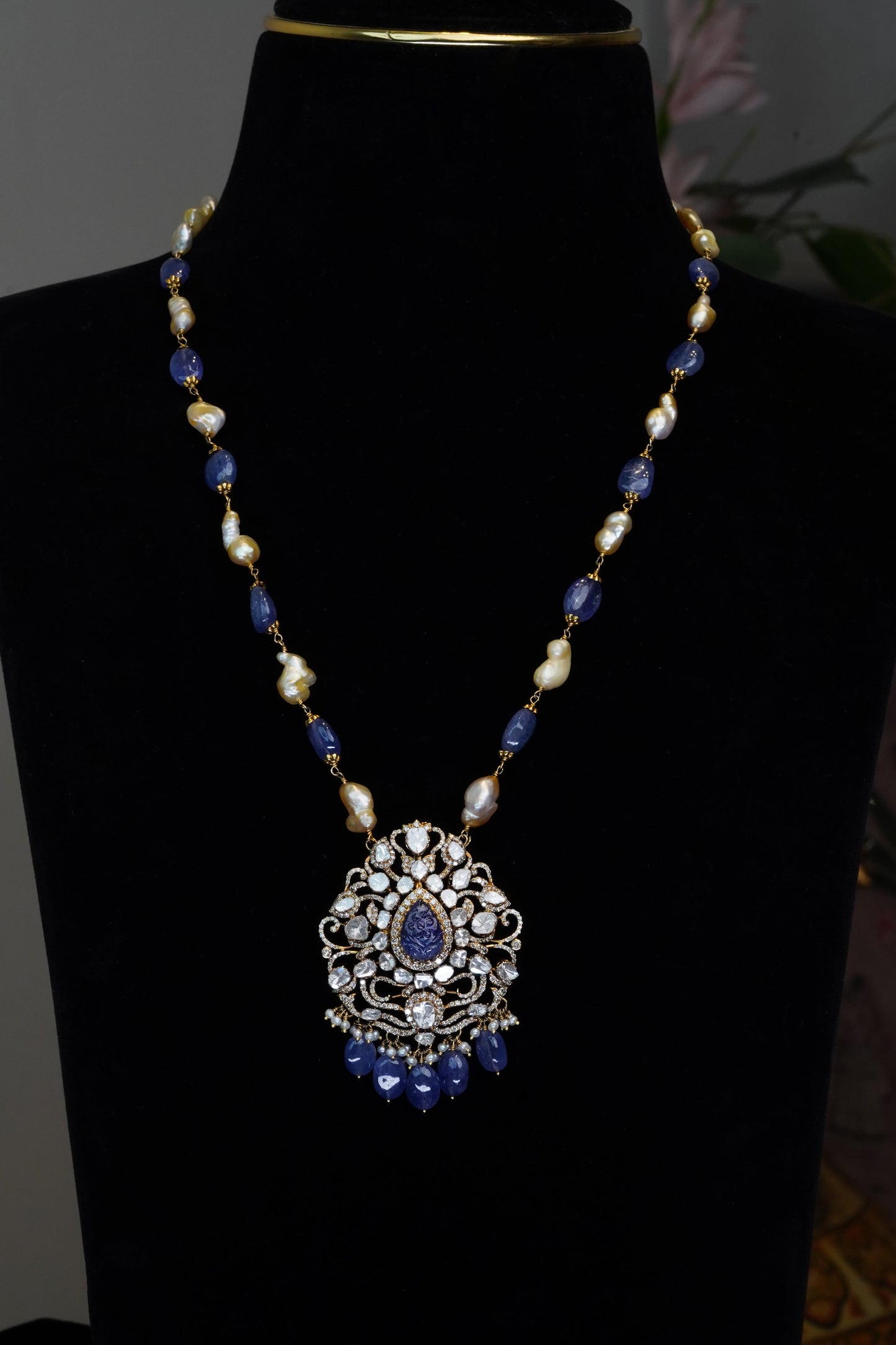 18K Tanzanite & Pearl Azure Harmony Pendant