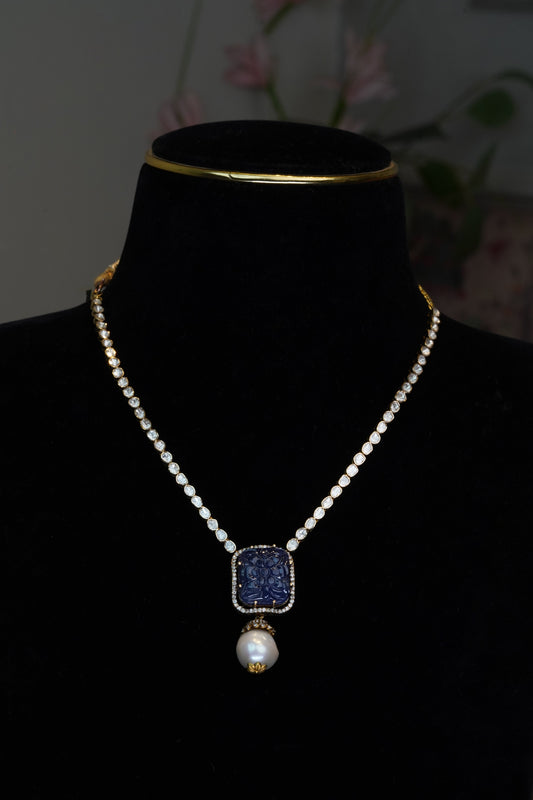 18K Tanzanite & Pearl Celestial Dew Pendant