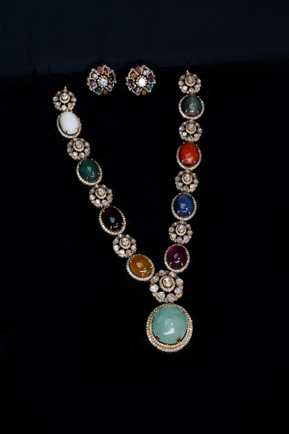 18K Navratna Ruby Cosmic Heritage Necklace