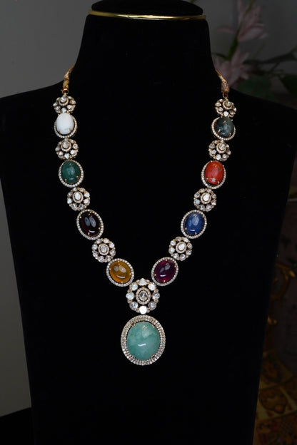18K Navratna Ruby Cosmic Heritage Necklace