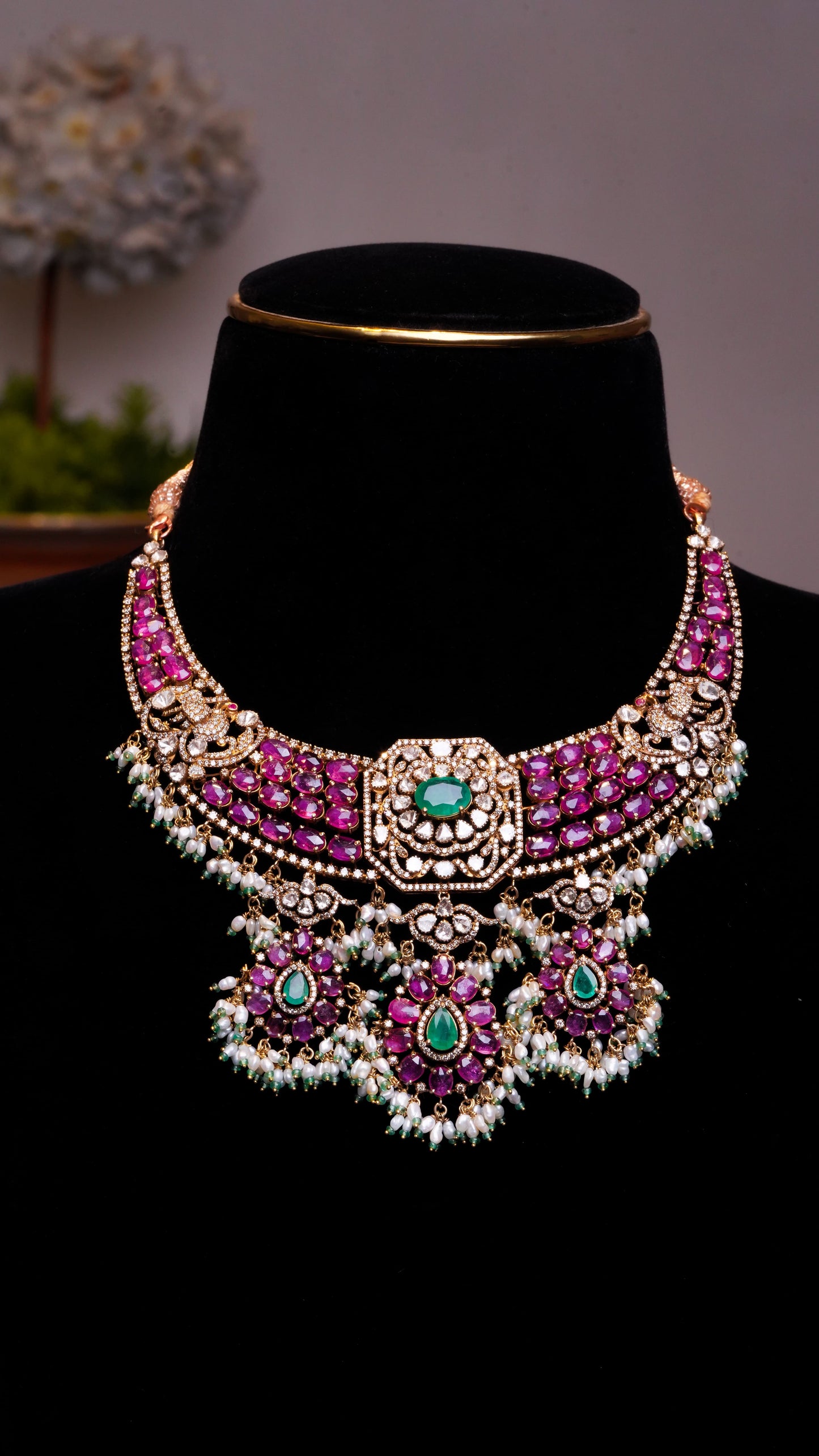 18K Emerald & Ruby Regal Aura Necklace
