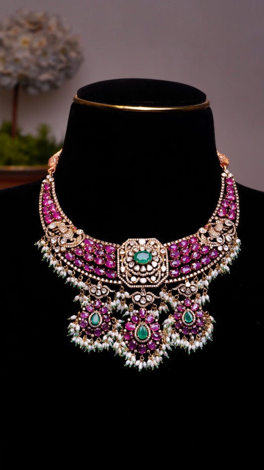 18K Emerald & Ruby Regal Aura Necklace