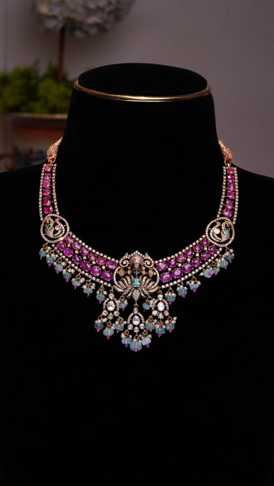 18K Ruby & Pearl Regal Bloom Necklace