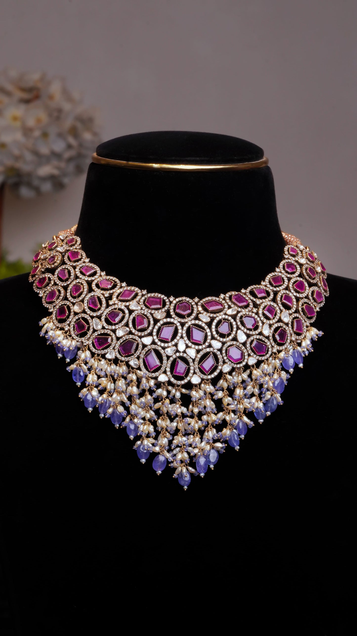 18K Tanzanite & Pearl Celestial Grace Necklace