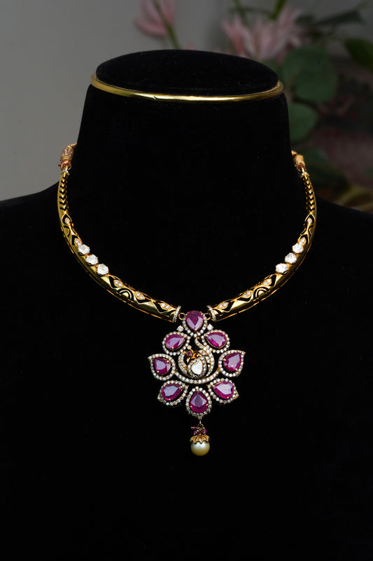 18K Ruby & Pearl Imperial Bloom Necklace