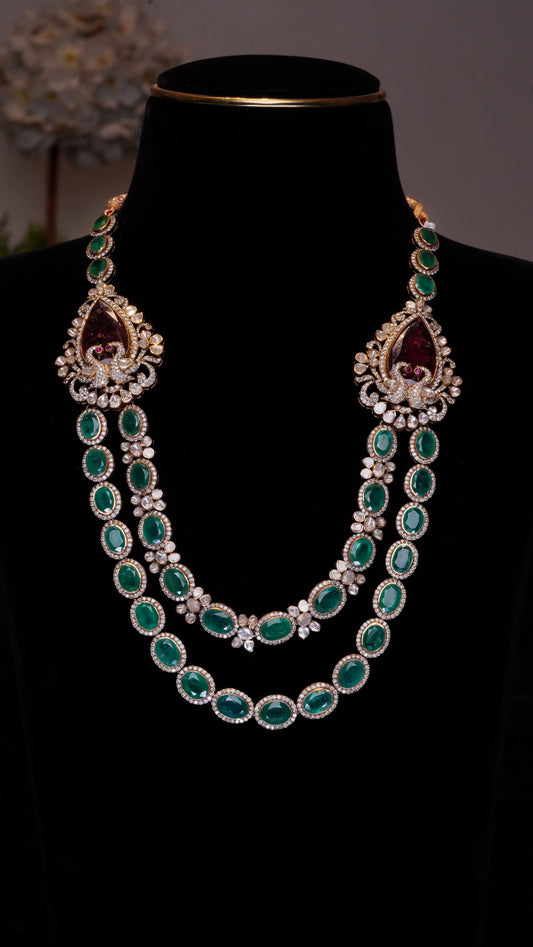 18K Ruby & Emerald Regal Fusion Necklace