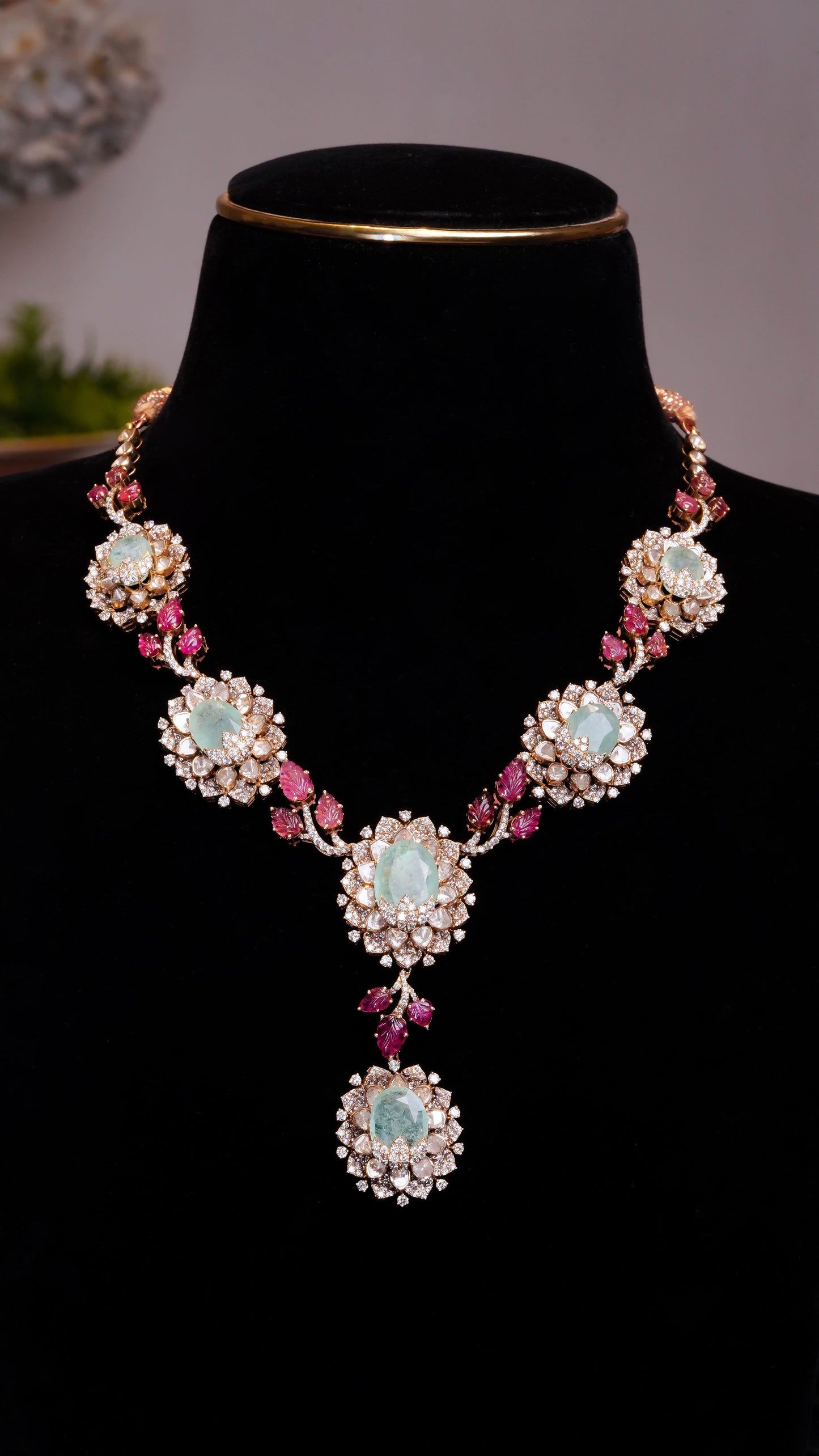 18K Ruby & Tourmaline Crimson Prism Necklace