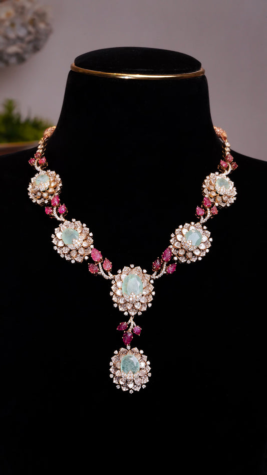 18K Ruby & Tourmaline Crimson Prism Necklace