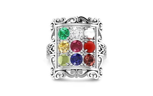 Navratna Sterling Silver Ring (N16)