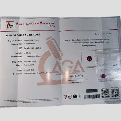 Buy Ruby Gemstone Online - Oval 4.98 Carats 11.24x9.85x4.01mm Size
