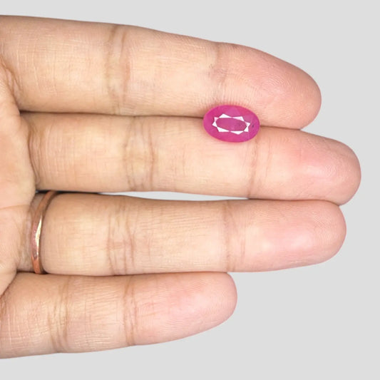 Certified Natural Ruby Stone - Oval 2.82 Carats 10.19x6.92x4.07mm Size