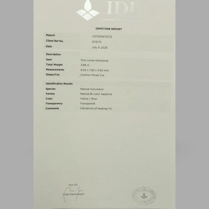 Natural Bi-Color Sapphire (Pitambari) Cushion Mixed Cut - 3.88 Carats