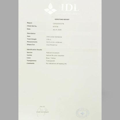 Natural Bi-Color Sapphire (Pitambari) Oval Mixed Cut - 3.19 Carats