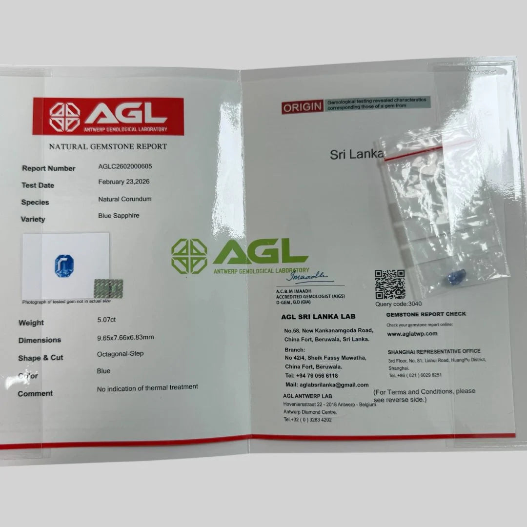 Natural Blue Sapphire Octagonal Step Cut - 5.07 Carats