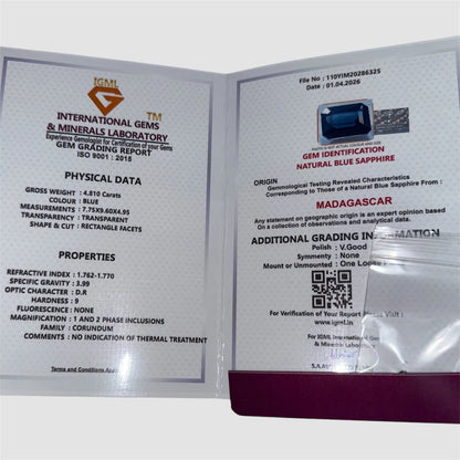 Natural Blue Sapphire Rectangle Facets - 4.810 Carats