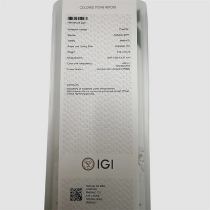 Natural Emerald - Emerald Cut - 4.94 Carats