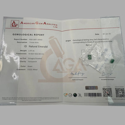 Natural Emerald Octagon/Faceted Cut - 2.39 Carat