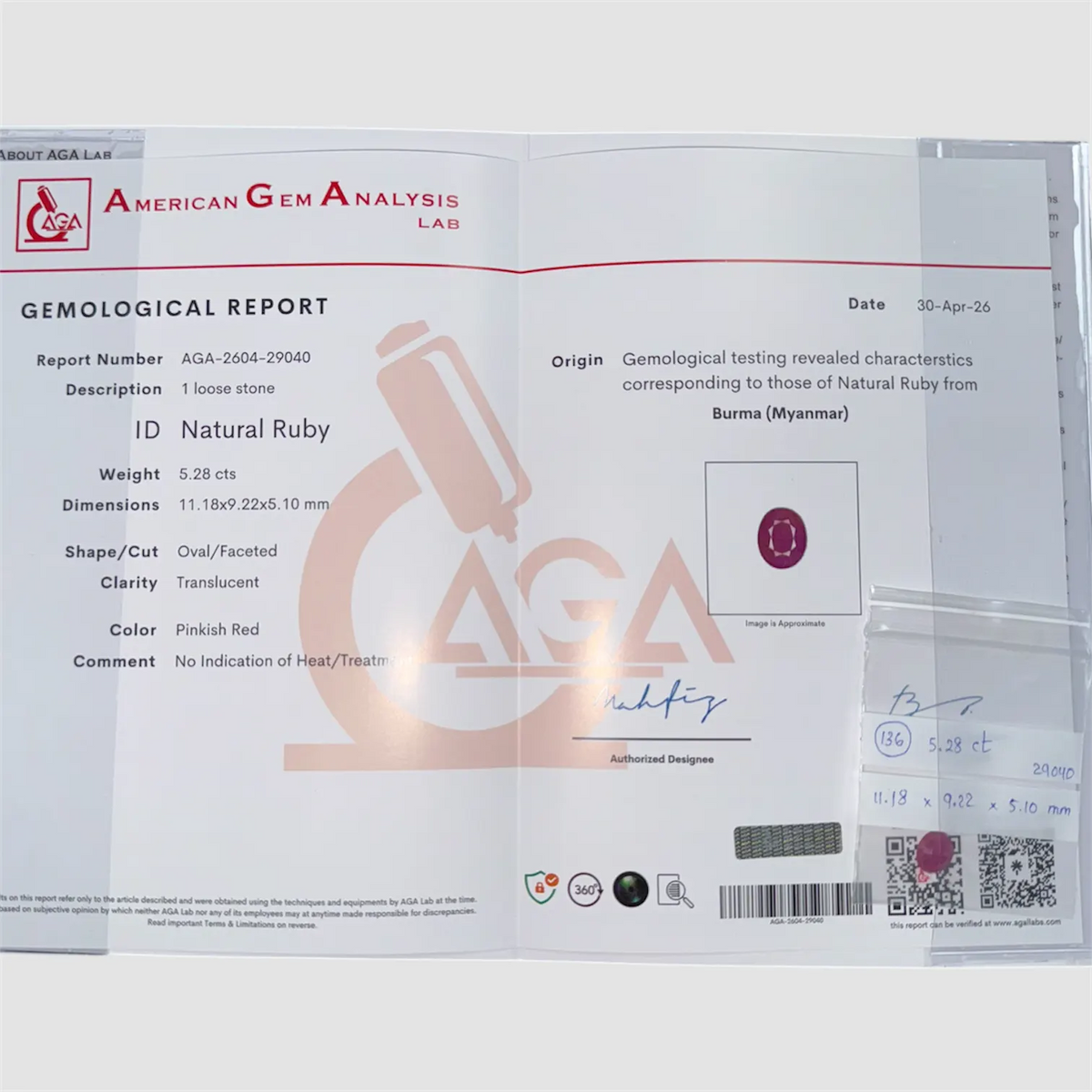 Natural Ruby for Jewellery - Oval 5.28 Carats 11.18x9.22x5.10mm Size