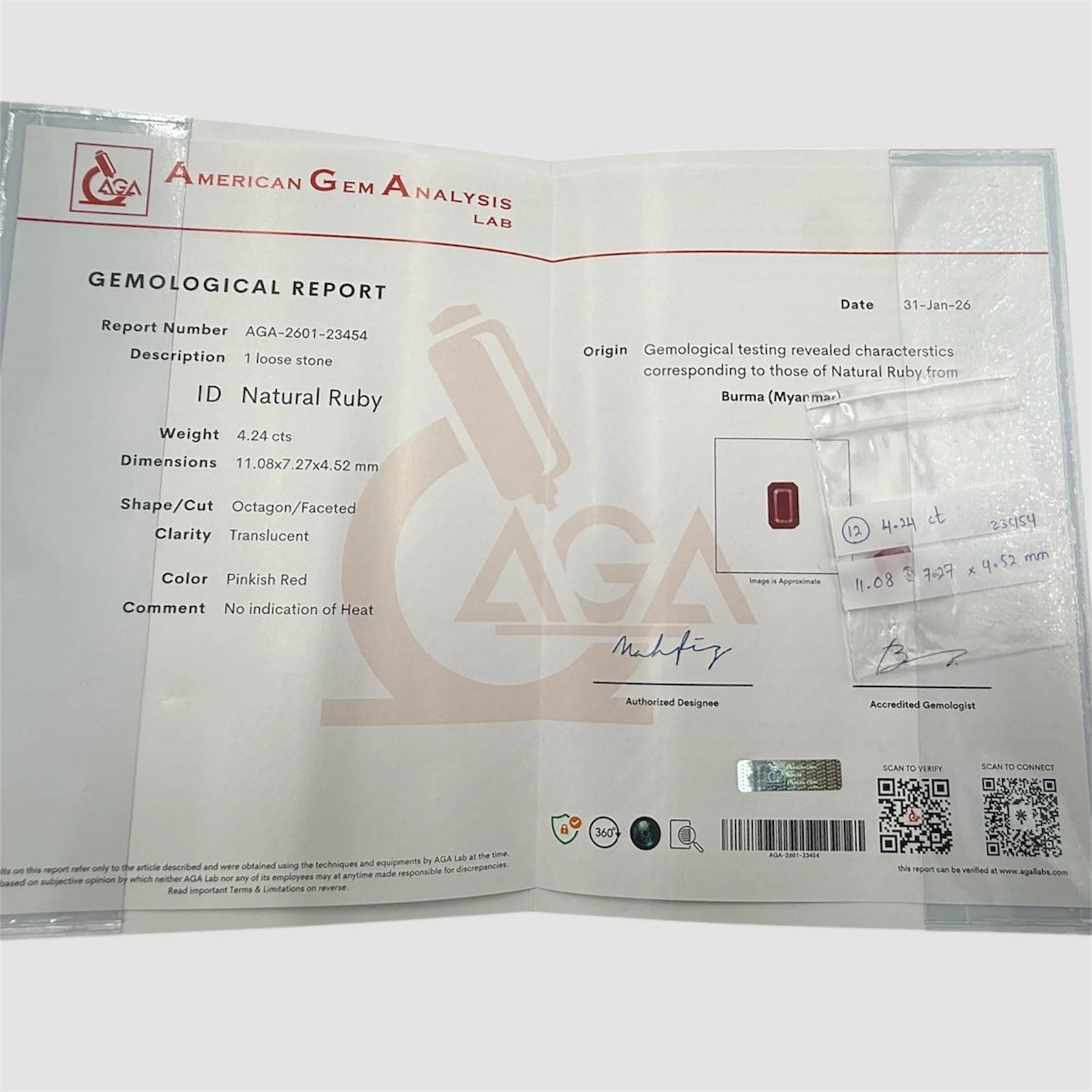 Natural Ruby Octagon/Faceted Cut - 4.24 Carats