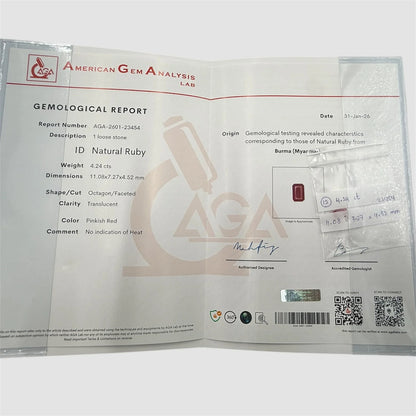 Natural Ruby Octagon/Faceted Cut - 4.24 Carats