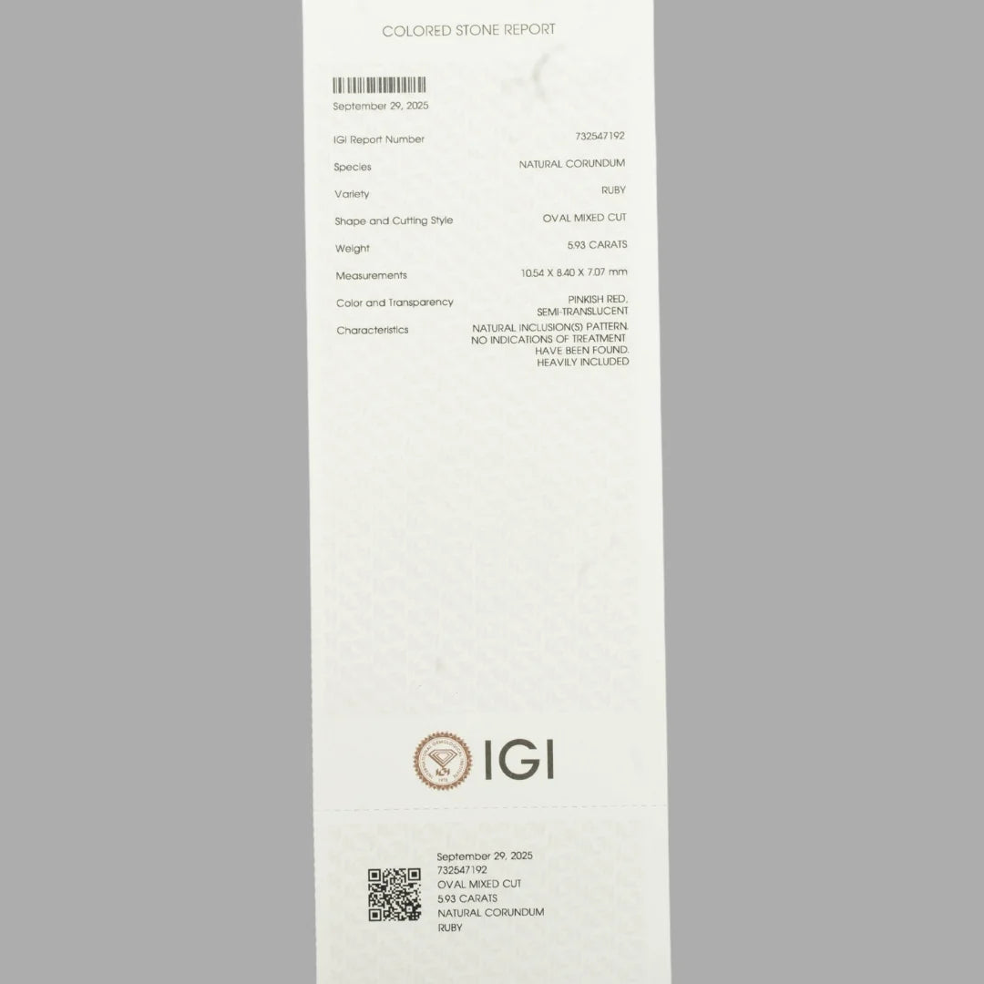 Natural Ruby Oval - 5.93 Carats