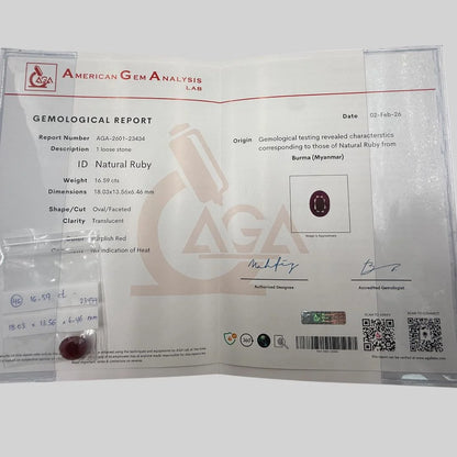 Natural Ruby Oval/Faceted Cut - 16.59 Carats