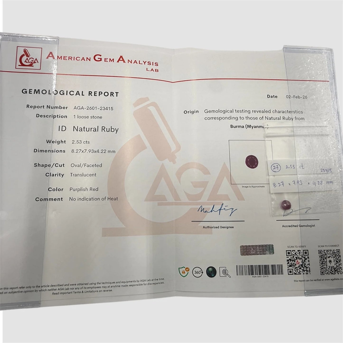 Natural Ruby Oval/Faceted Cut - 2.53 Carats