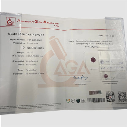 Natural Ruby Oval/Faceted Cut - 2.53 Carats