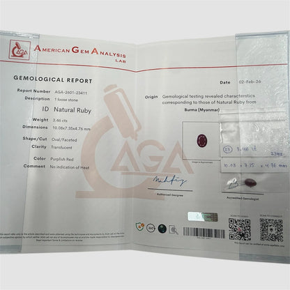 Natural Ruby Oval/Faceted Cut - 3.46 Carats