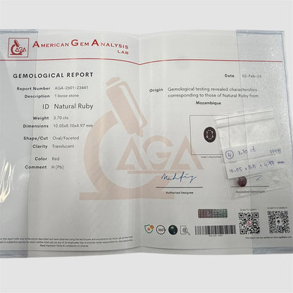 Natural Ruby Oval/Faceted Cut - 3.70 Carats