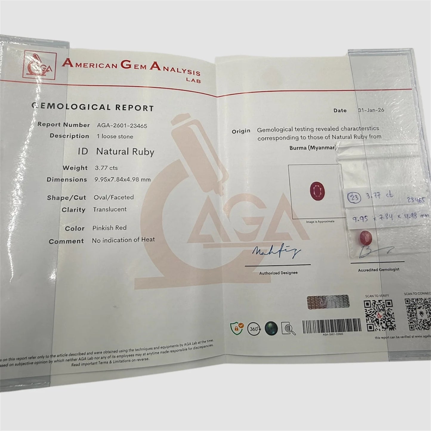 Natural Ruby Oval/Faceted Cut - 3.77 Carats