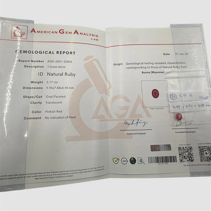 Natural Ruby Oval/Faceted Cut - 3.77 Carats