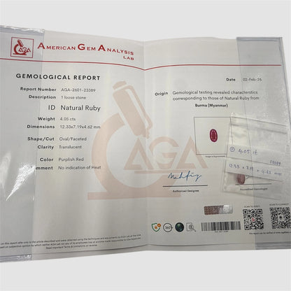 Natural Ruby Oval/Faceted Cut - 4.05 Carats