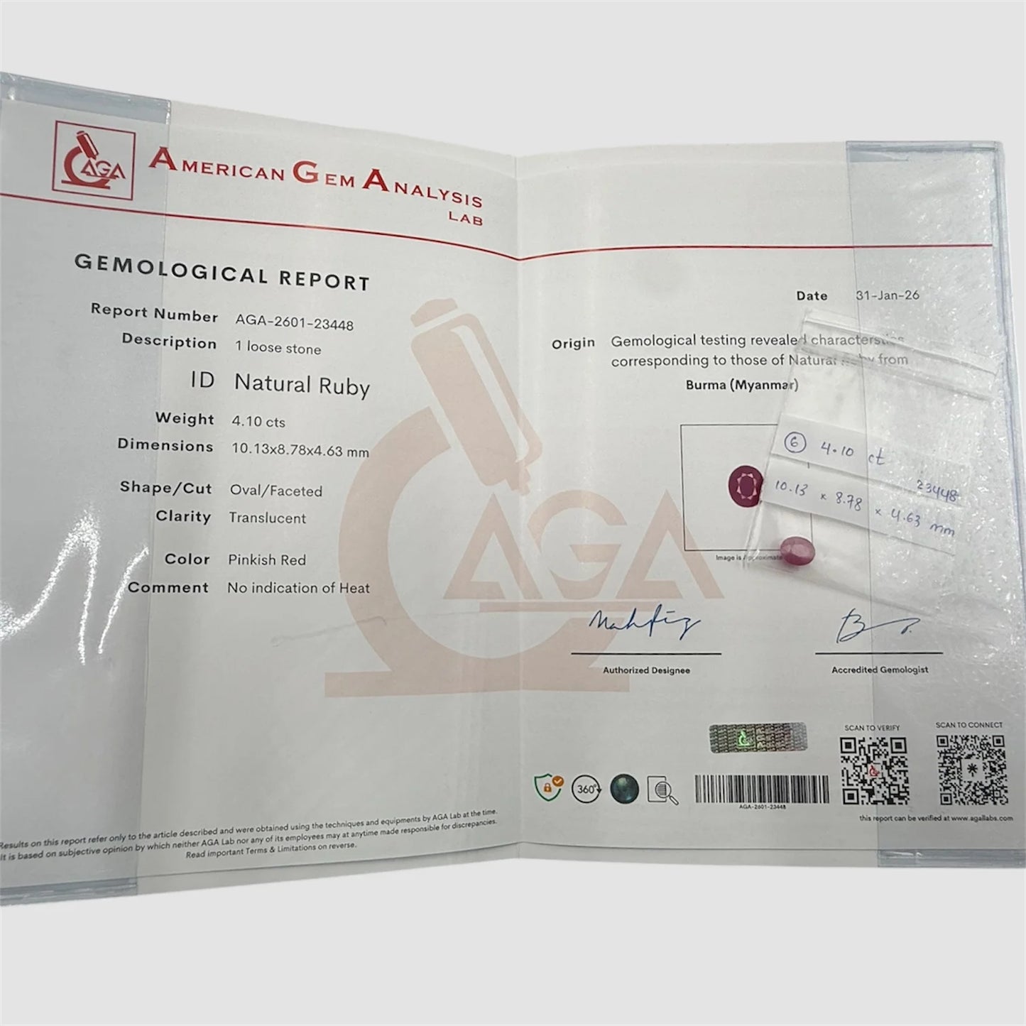 Natural Ruby Oval/Faceted Cut - 4.10 Carats